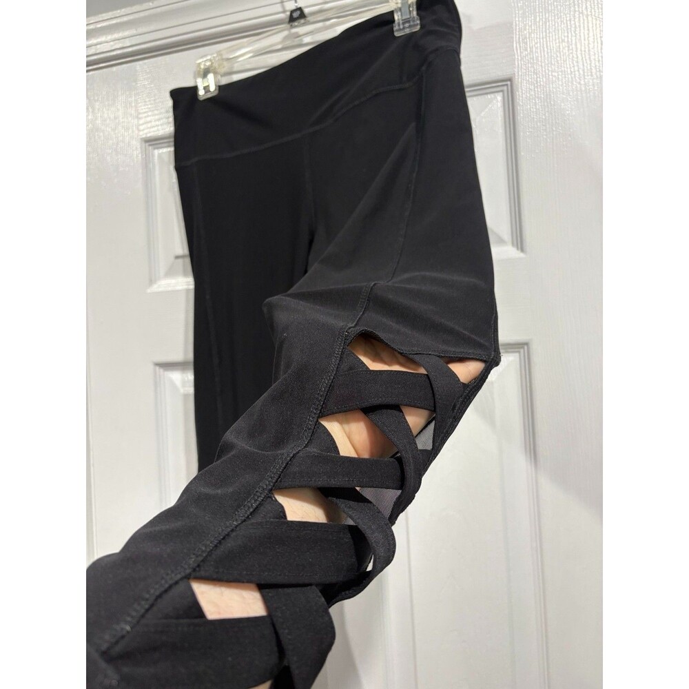 VOGO Athletics Leggings Womens L Black High Rise Crop Ladder Cutout Yoga